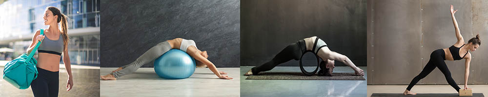 Postures de yoga avec articles de yoga