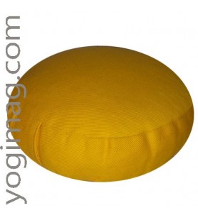 Zafu de voyage 100% naturel le mini coussin de méditation yoga yogimag jaune