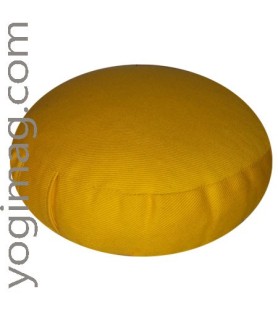 Zafu de voyage 100% naturel le mini coussin de méditation yoga yogimag jaune