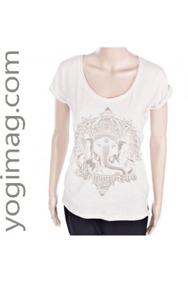 T-shirt Yoga en coton bio blanc Ganesh