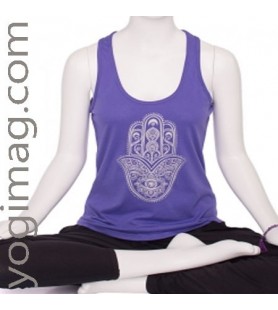 T-shirt yoga sans manche violet Yogimag