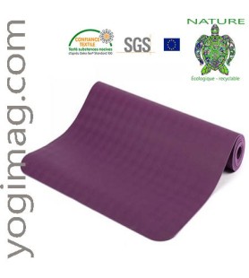 Tapis de yoga en caoutchouc latex antidérapant de luxe Khéor Paris violet